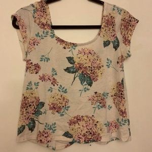 Floral open bow back top